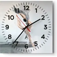 ARTTOR Wanduhr - Quadrat - Glasuhr - Tanz Frau Ballerina - 40x40cm - Schleichendes Uhrwerk - Lautlos - zum Aufhängen bereit - Dekoration Modern - Wanddekoration aus Glas - C4AC40x40-5030