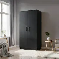 Masseno Drehtürenschrank SILO 90/180/50 cm 2-türig Schlafzimmer Schrank Kleiderschrank Schwarz