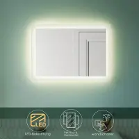 Sonni Badspiegel mit LED Beleuchtung Badezimmerspiegel Wandspiegel Lichtspiegel 50x70cm