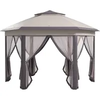Aiorber Gartenpavillon 4x4m Faltpavillon sechseckig mit Doppeldach Partyzelt wasserdicht Metallrahmen 6 Seitenteile Pop Up Kaffee