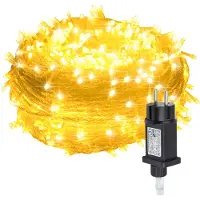 Peviasot LED Lichterkette 30M 300LEDs mit 8 Modi für Innen Weihnachten Party Garten Bedienung Funkelnder Sterneffekt Deko Transparent Kabel Warmweiß