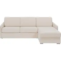 Vente-unique Ecksofa mit Matratze - Ecke wechselbar - Stoff - Beige - Liegefläche 160 cm - Matratze 14 cm - CALIFE