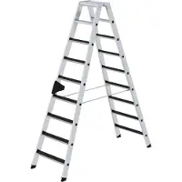 Munk Günzburger Steigtechnik Stufen-Stehleiter beidseitig begehbar mit clip-step R13 2x9 Stufen