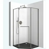 Doporro Fünfeckdusche Duschkabine 90x90cm Duschabtrennung mit Duschwanne 8mm ESG-Sicherheitsglas Klarglas inkl. Nano-Beschichtung Ravenna68K-plus