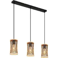 Globo Lighting LED Hängeleuchte, schwarz, Bambus, 3-flammig, L 72 cm