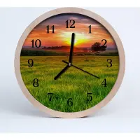 Tulup Holzuhr 30fi cm wanduhr - Landschaft Wiesenlandschaft