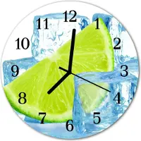 Tulup Glasuhr Wanduhr Küchenuhr Echt-Glas 30fi cm Eis Limette blau