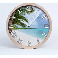 Tulup Holzuhr 20fi cm wanduhr - weiße Spitzen - tropischer Strand