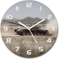 Tulup Wanduhr aus Glas 30fi Glasbild Glasuhr Gehärtetes Glas - weisse-zeiger - Tank in the desert