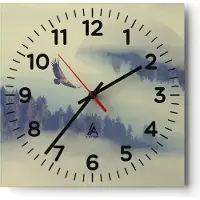 ARTTOR Wanduhr - Quadrat - Glasuhr - Vogel Natur Wald - 30x30cm - Schleichendes Uhrwerk - Lautlos - zum Aufhängen bereit - Dekoration Modern - Wanddekoration aus Glas - C4AC30x30-3853