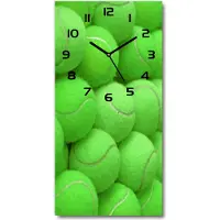 Tulup Wanduhr aus Glas – 30x60 cm - Glasbild - Glasuhr - Gehärtetes Glas -Tennisbälle