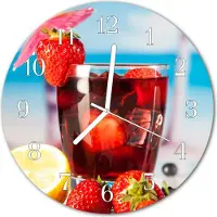 Tulup Glasuhr Wanduhr Küchenuhr Echt-Glas 30fi cm Getränk rot