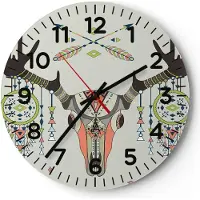 ARTTOR Wanduhr - Rund - Glasuhr - Hirsch Mandala Spiritualität wild - 40x40cm - Schleichendes Uhrwerk - Lautlos - zum Aufhängen bereit - Dekoration Modern - Wanddekoration aus Glas - C4AR40x40-3154