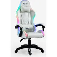 AHD Amazing Home Design Weißer Gaming-Stuhl LED ergonomische Recliner Kissen Pixy