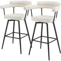 ML-Design Barhocker Drehbar 2Er Set Beige mit Teddy-Stoff 76 cm Hoch
