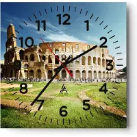 ARTTOR Wanduhr - Quadrat - Glasuhr - Archäologie Architektur Italien Kolosseum - 30x30cm - Schleichendes Uhrwerk - Lautlos - zum Aufhängen bereit - Wanddekoration aus Glas - C4AC30x30-2685