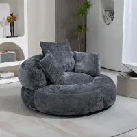 STILVORA Sitzsack Loungesofa mit 3 Kissen, gemütliches Ecksofa Lazy Sofa Indoor & Outdoor, Chenille Stoff,Grau
