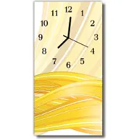 Tulup Glasuhr Wanduhr Küchenuhr Echt-Glas 30x60 Muster Gelb