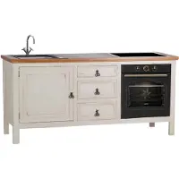 MiaMöbel Küchenmodul Mexico Möbel 191x91x65 cm Landhausstil Massivholz Pinie Weiß