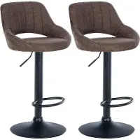 DELUKE 2er Set Barhocker SEGAD - Stoff Braun 47x48x85 cm Schwarz | Barstuhl Mit Lehne Tresenhocker Tresenstuhl Kneipenhocker Kneipenstuhl
