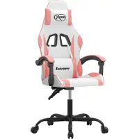 vidaXL Gaming-Stuhl Drehbar Weiß und Rosa Kunstleder