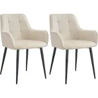 CLP 2er Set Esszimmerstuhl Ferndale, Sessel mit gepolstertem Samtbezug creme