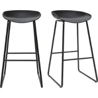 Miliboo - Design-Barhocker Schwarz mit Metallbeinen (2 Stk.) PEBBLE