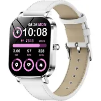 Lixada Frauen-Smart-Sport-Uhr mit Metallgehäuse 1,75 "Display Unterstützung BT Anrufe Gesundheitsüberwachung Silbrig Weiß