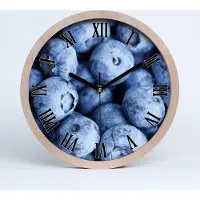 Tulup Holzuhr 25fi cm wanduhr - schwarze Spitzen - Blaubeeren