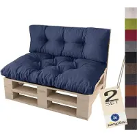 Sunnypillow Palettenkissen für Palettenmöbel - 2er Set - Palettenauflage 120 x 80 für Palettensofa - Palettenpolster für Garten, Gesteppte Kissen für Europaletten - Sitzkissen & Rückenkissen Blau