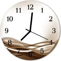 Tulup Glasuhr Wanduhr Küchenuhr Echt-Glas 30fi cm Abstrakte Linien beige
