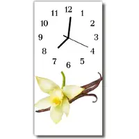 Tulup Glasuhr Wanduhr Küchenuhr Echt-Glas 30x60 Lilie Weiß