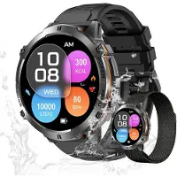 Valdus aldus Herren Fitness-Tracker, 3ATM Wasserdicht, Telefonfunktion, Fitnessuhr mit Gesundheitsfunktionen & 100+ Sportmodi – Schwarz