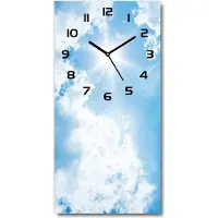 Tulup Wanduhr aus Glas – 30x60 cm - Glasbild - Glasuhr - Gehärtetes Glas -Wolken im Himmel