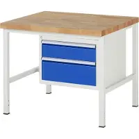 RAU Werkbank mit 2 Schubladen - Vollauszug - 150:1 / 210:1 - 840 x 1.000 x 900 mm (HxBxT) - Traglast 1.250 kg - Buche