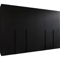 Mirjan 24 Kleiderschrank Mila 1 300, Schlafzimmer, Kleiderschrank, mit sechs Drehturen und mit vier Kleiderstange, Modern, Garderobenschrank (Farbe: Schwarz + Schwarz)