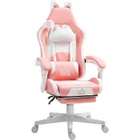 HOMCOM Gaming Stuhl Ergonomischer Gamer Stuhl mit Lendenwirbelstütze, Fußstütze