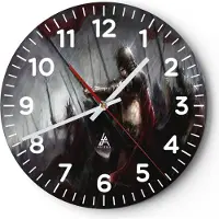 ARTTOR Wanduhr - Rund - Glasuhr - ritter kampf feld - 30x30cm - Schleichendes Uhrwerk - Lautlos - zum Aufhängen bereit - Dekoration Modern - Wanddekoration aus Glas - C4AR30x30-3602