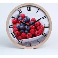 Tulup Holzuhr 25fi cm wanduhr - schwarze Spitzen - Himbeeren und Heidelbeeren