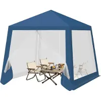 Woltu Pavillon 3x3 m, mit Seitenwänden Moskitonetz, Metall, Partyzelt : Blau Farbe: Blau