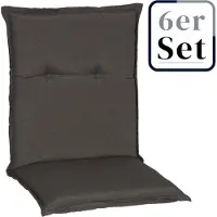 Green Spirit 6er Set Niedriglehner Auflage Trier, Motiv - Uni, grau, 98x46x8cm