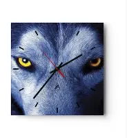 ARTTOR Wanduhr - Quadrat - Glasuhr - Schau der Wolf Augen - 30x30cm - Schleichendes Uhrwerk - Lautlos - zum Aufhängen bereit - Dekoration Modern - Wanddekoration aus Glas - C3AC30x30-4587