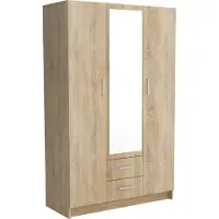Masseno Drehtürenschrank PINELLO 120/195/55cm 2-türig Schlafzimmer Schrank Kleiderschrank mit Spiegel Sonoma Eiche