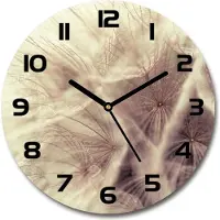 Tulup Wanduhr aus Glas 30fi Glasbild Glasuhr Gehärtetes Glas - schwarze-zeiger - Dandelion
