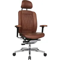 Wagner Bürostuhl Drehstuhl Alu Medic Limited S cognac Vintage Echtleder Rautensteppung und Kopfstütze