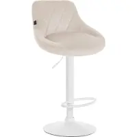 DELUKE Barhocker FALON - Samt Creme 46x49x83 cm Weiß | Barstuhl Mit Lehne Drehbar Tresenhocker Tresenstuhl Kneipenhocker Kneipenstuhl