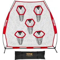Vevor Fußballtrainer Wurfnetz Übungsnetz (2170 x 1255 x 2230 mm) mit 5 Zieltaschen & tragbarer Aufbewahrungstasche & Bogenrahmen, Training für die Passgenauigkeit des Quarterbacks, rot