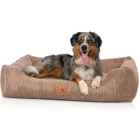 Knuffelwuff Hundebett aus Cord mit Handwebcharakter Olivia XXL 120 x 85cm Braun