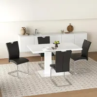 HTI Schwingstuhl Jean 4er Set Kunstleder Kufengestell mit hoher Rückenlehne 44x89x53 cm