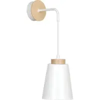 Licht-Erlebnisse Wandlampe Weiß Metall Holz Skandinavisch E27 Wandleuchte innen Wohnzimmer Schlafzimmer